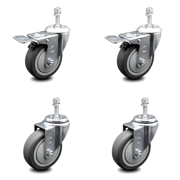 Service Caster 4 Inch Thermoplastic Rubber Swivel 10mm Stem Caster Total Lock Brake, 2PK SCC-TSTTL20S414-TPRB-M1015-2-S-2 - main